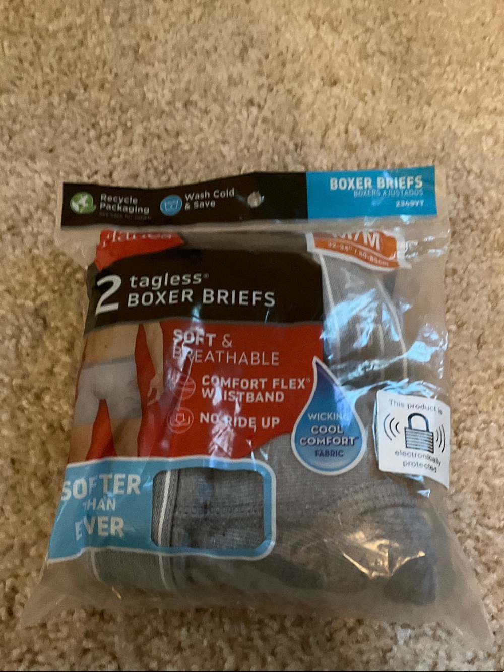 Hanes Gray Tagless Boxer Briefs Pack of 2